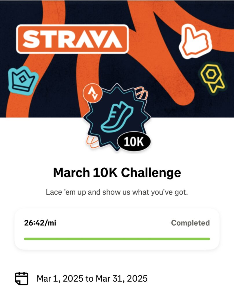 Strava 10K Challenge Completed