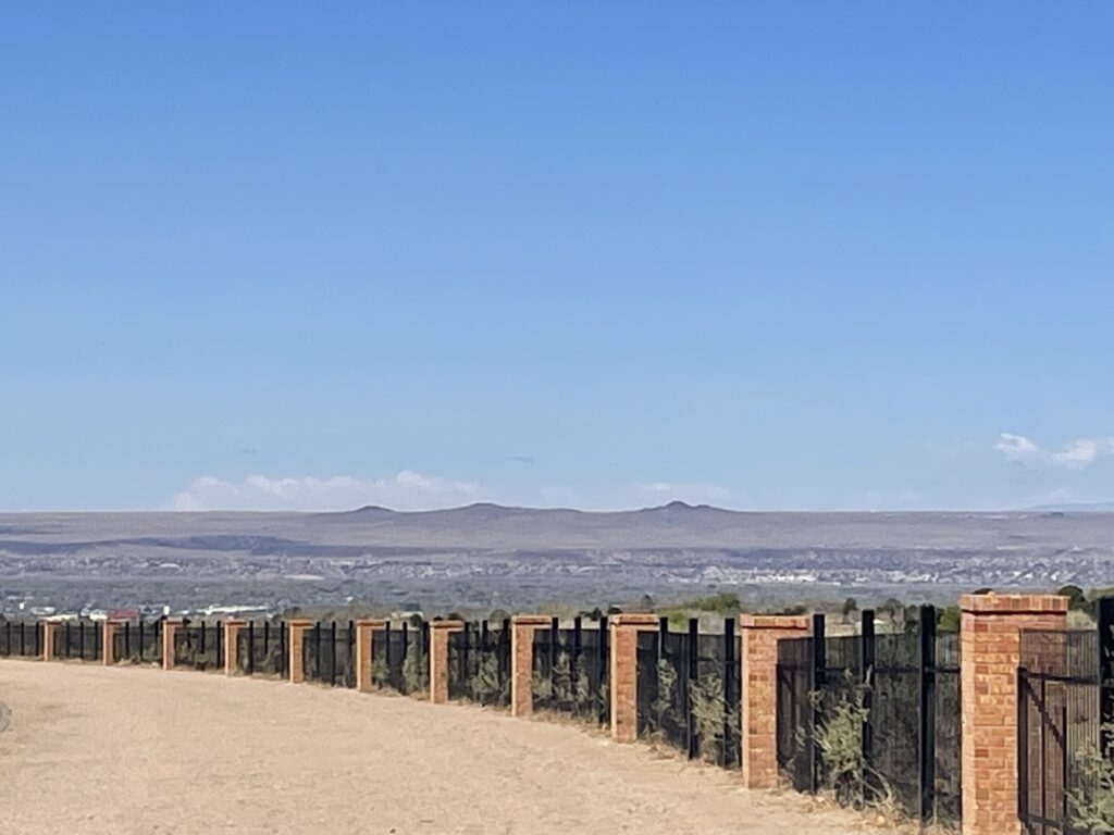 View of the Three Sisters Volcanoes on the West Mesa in Albuquerque