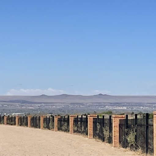 View of the Three Sisters Volcanoes on the West Mesa in Albuquerque