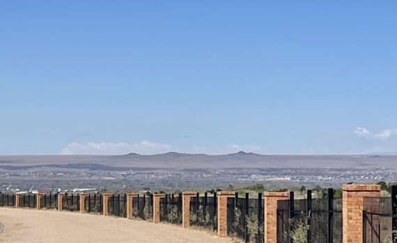 View of the Three Sisters Volcanoes on the West Mesa in Albuquerque