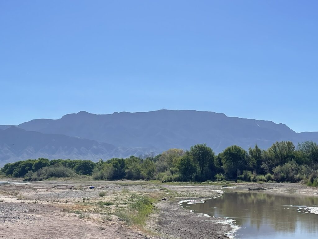 Rio Grande River wit the Sandia Mountains in the Distance