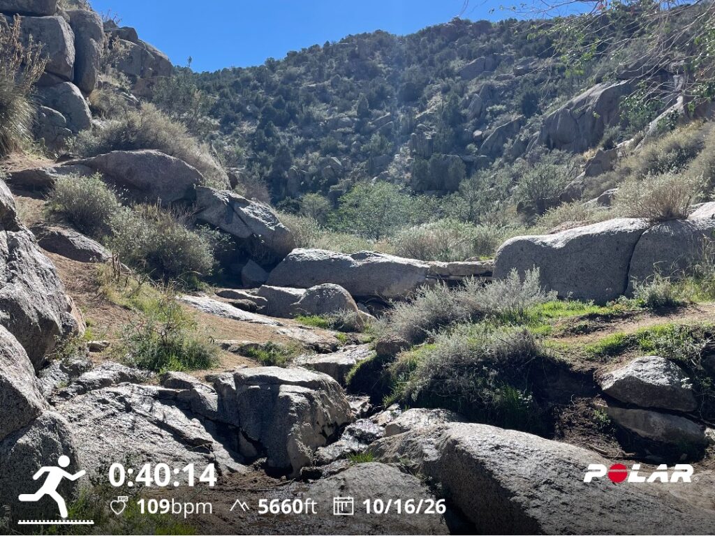 Run back from the turnaround in Embudito Canyon